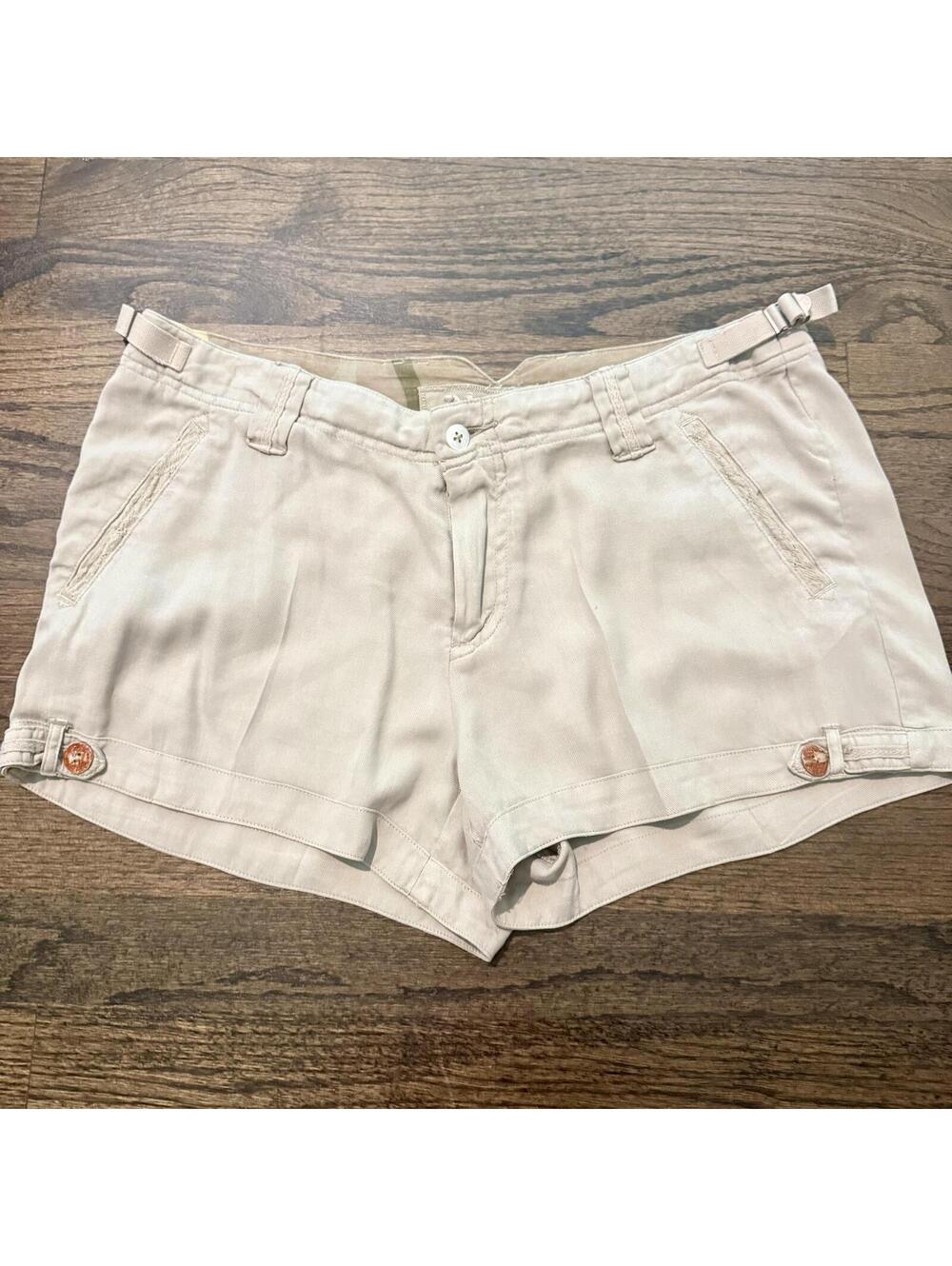 DA-NANG Women’s Khaki Indo-Chine Silk/Cotton Shorts Size Medium